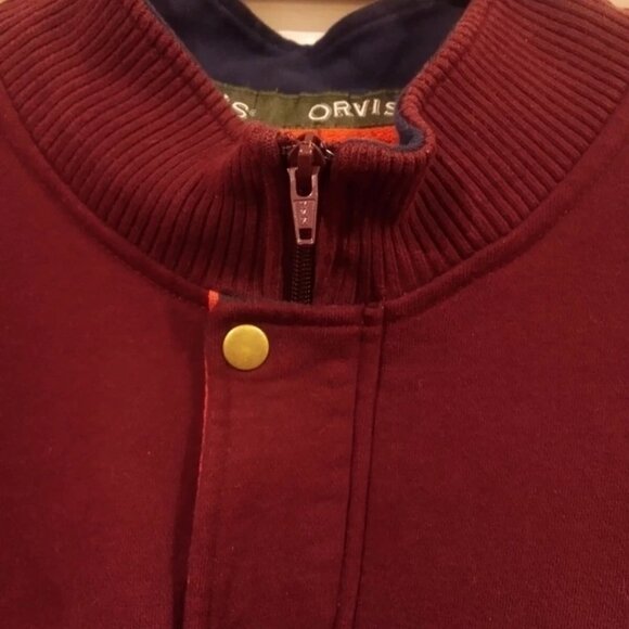 Orvis Fly-Fishing Men's 1/4 Zip Cotton/Polyester Pullover Maroon Large Sweater - Picture 2 of 7